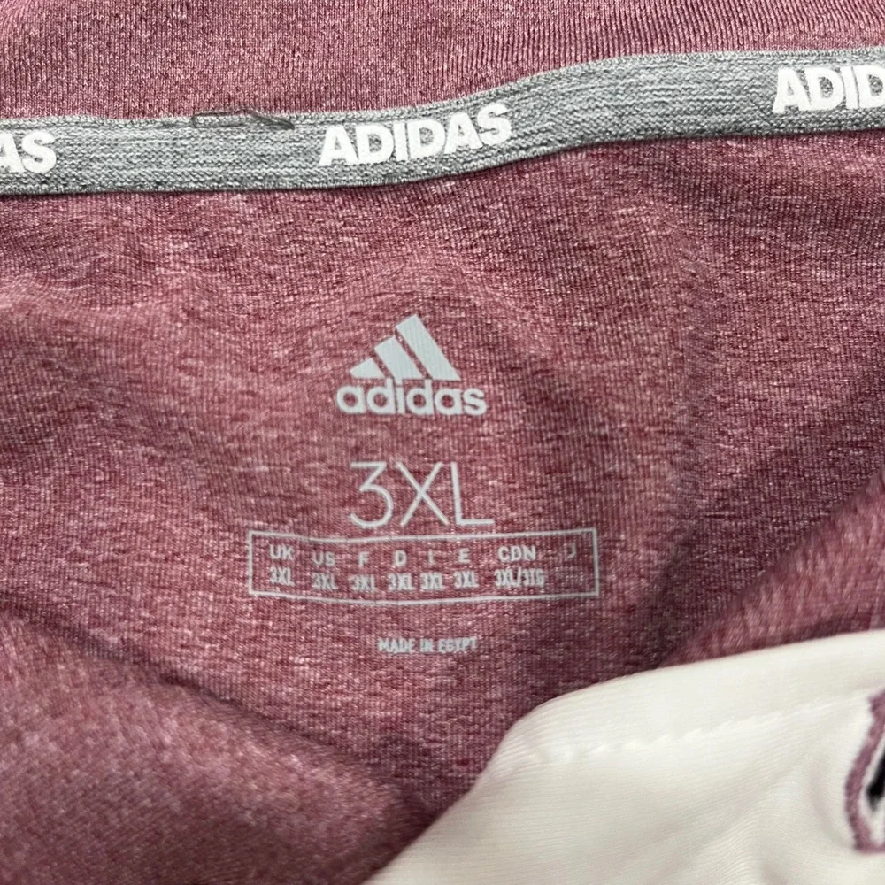 Adidas Mens 3XL Performance Golf Polo Shirt Maroon Heathered Short Sleeve Logo
